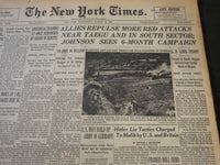 1950 AUGUST 23 NEW YORK TIMES - ALLIES REPULSE MORE RED ATTACKS TAEGU - NT 5851