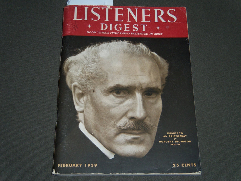 1939 FEBRUARY LISTENERS DIGEST MAGAZINE - TOSCANINI - VOLUME 1 NO. 1 - J 2428
