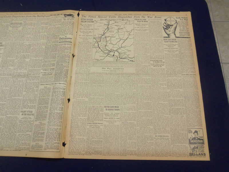 1918 AUGUST 24 NEW YORK TIMES - ALLIED ARMIES ADVANCING - NT 9202