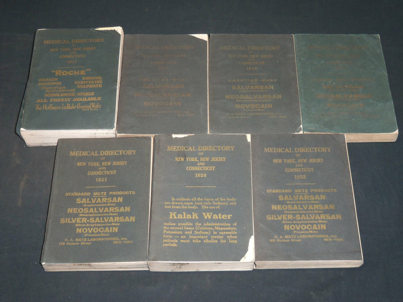 1917-1924 MEDICAL DIRECTORY OF NEW YORK NJ & CONNECTICUT LOT OF 7 - KD 2640