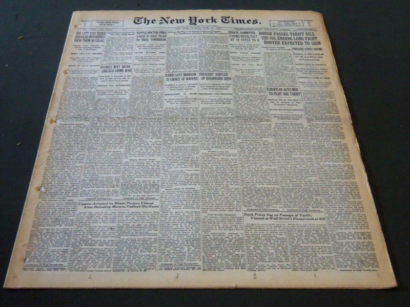 1930 JUNE 15 NEW YORK TIMES - CAPONE ARRESTED ON MIAMI PERJURY CHARGE - NT 5640