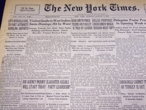1946 AUGUST 5 NEW YORK TIMES - VIOLENT QUAKE IN WEST INDIES - NT 2345