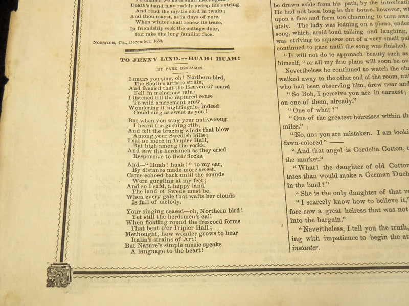 1850 DECEMBER 28 BOSTON MUSEUM NEWSPAPER - SNOW SQUEEN ANDERSEN - NP 9038