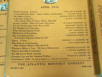 1931 THE ATLANTIC MONTHLY MAGAZINE LOT 12 ISSUES - STORIES & ARTICLES - WR 450G