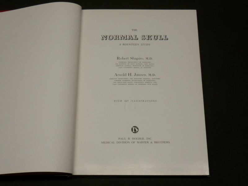 1960 THE NORMAL SKULL A ROENTGEN STUDY BOOK BY SHAPIRO & JANSEN - KD 6294
