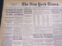 1935 NOV 24 NEW YORK TIMES - ELLSWORTH FAR IN FLIGHT OVER ANTARCTIC - NT 4877