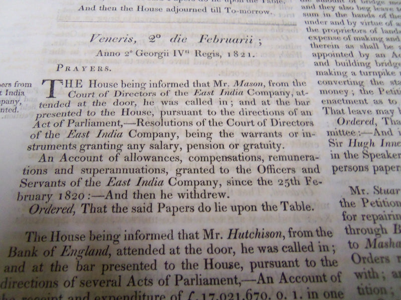 1821-22 JOURNALS OF THE HOUSE OF COMMONS- KING GEORGE IV 1ST YEAR REIGN- KD 1328