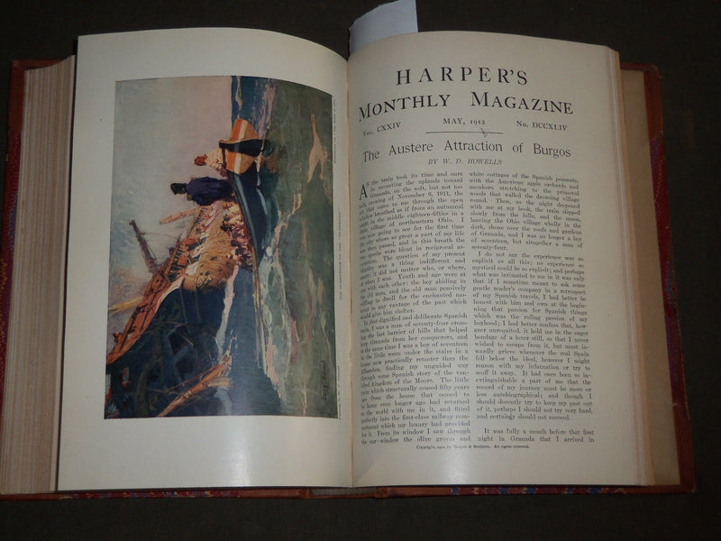 1912 MARCH-MAY HARPER'S MONTHLY MAGAZINE BOUND VOLUME - HOWARD PYLE - KD 4907