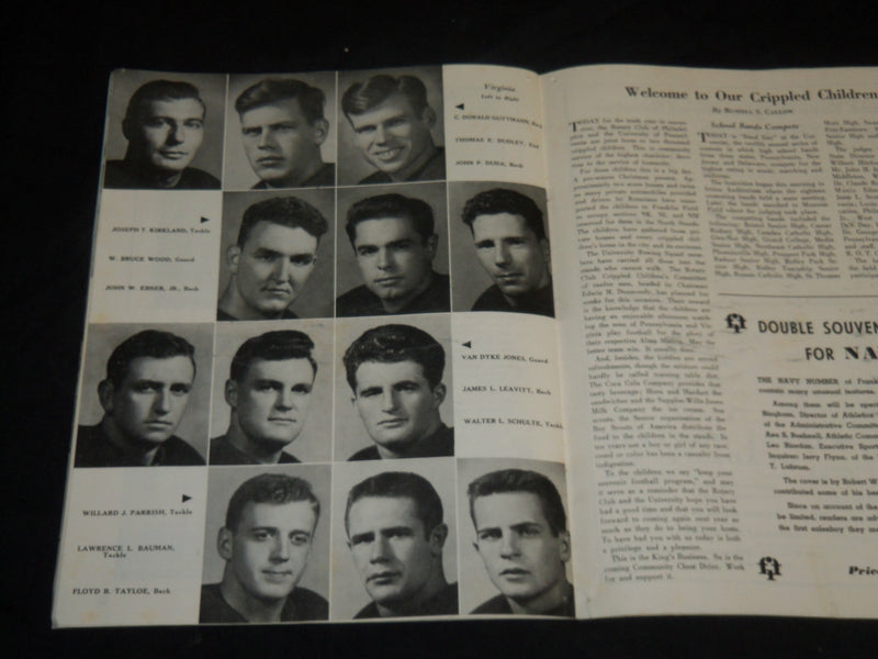 1946 OCTOBER 19 VIRGINIA VS. PENNSYLVANIA COLLEGE FOOTBALL PROGRAM - J 5761