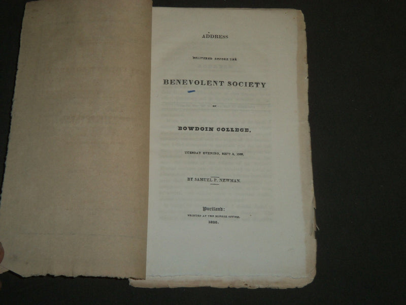 1826 BOWDOIN COLLEGE ADDRESS BOOK BY SAMUEL P. NEWMAN - PORTLAND - J 4742