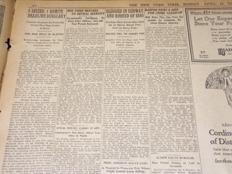 1922 APRIL 16 NEW YORK TIMES - M'CORMACK BETTER AFTER THIRD LANCING - NT 8582