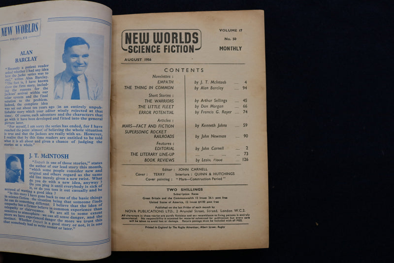 1956 AUGUST NEW WORLDS SOFTCOVER DIGEST MAGAZINE - VOLUME 17, NUMBER 50 - K 423