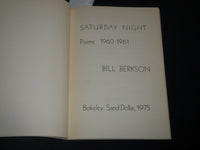 1975 SATURDAY NIGHT POEMS 1960-1961 BOOK BY BILL BERKSON - SOFTCOVER - KD 5427