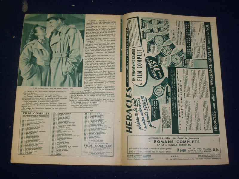 1953 MAY 12 FILM COMPLET MAGAZINE - JOEL MC CREA COVER - FRENCH - B 6531