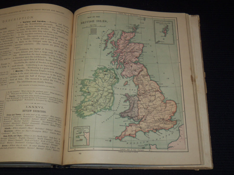 1879-1880 HARPER'S SCHOOL GEOGRAPHY ILLUSTRATED BOOKS LOT OF 2 - KD 7987