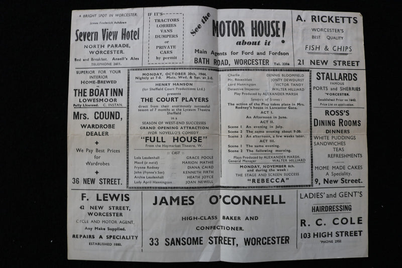 1944 THEATRE ROYAL WORCESTER PROGRAMME - LOT OF 2 - K 2798