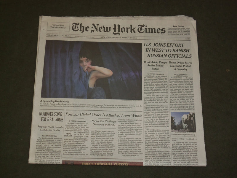 2018 MARCH 27 NEW YORK TIMES - U.S. JOINS EFFORT TO BANISH RUSSIAN OFFICIAL
