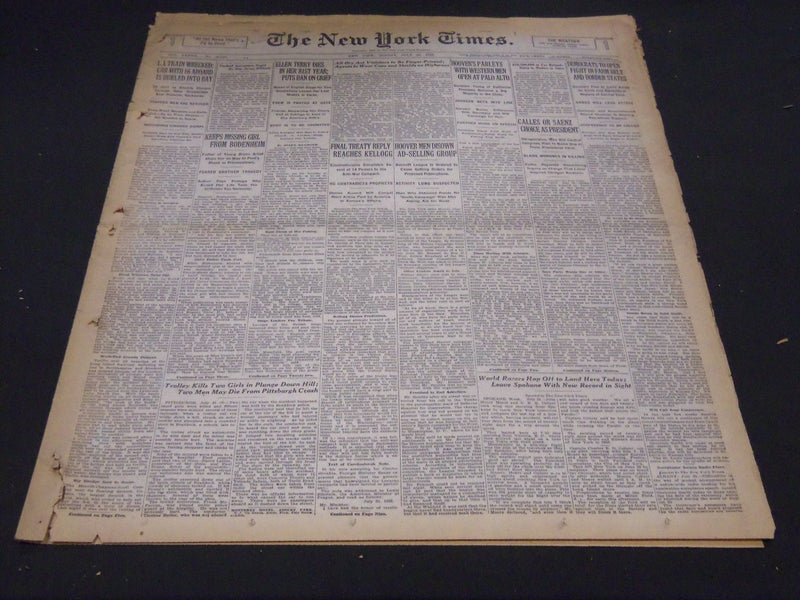 1928 JULY 22 NEW YORK TIMES - ELLEN TERRY DIES IN 81ST YEAR - NT 5046