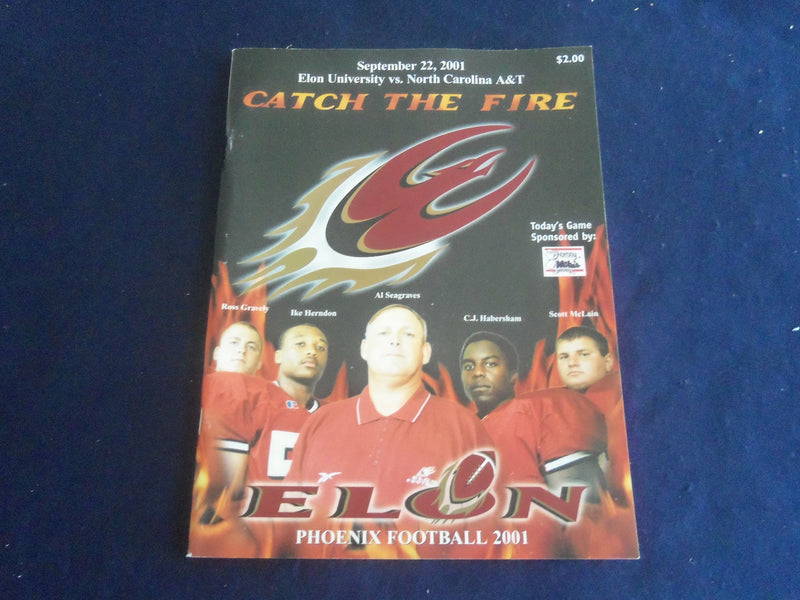 2001 SEP 22 FOOTBALL PROGRAM - ELON UNIV VS NORTH CAROLINA A&T UNIV - SP 1215M
