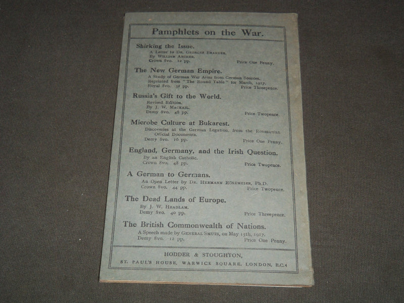 1917 FRIGHTFULNESS IN RETREAT SOFTCOVER BOOK - HODDER & STOUGHTON - J 7220