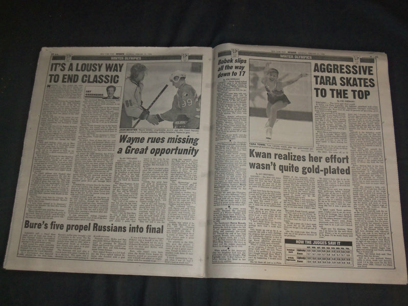 1998 FEBRUARY 21 NEW YORK POST NEWSPAPER - TARA LIPINSKI WINS GOLD MEDAL-NP 4121