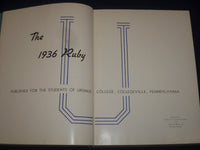 1936 THE RUBY URSINUS COLLEGE YEARBOOK - COLLEGEVILLE, PA - GREAT PHOTOS - YB 9