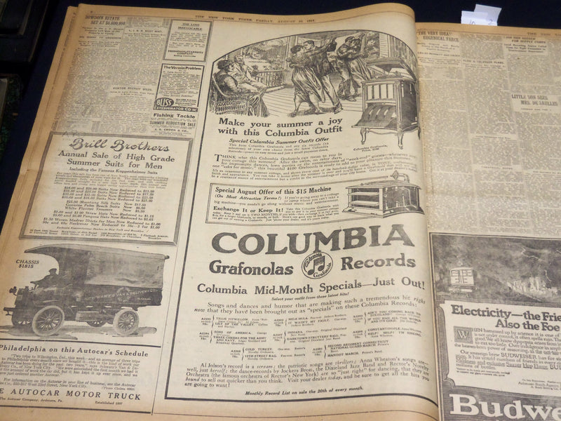 1917 AUGUST 10 NEW YORK TIMES - PRESIDENT ISSUES DRAFT CALL TO COLORS - NT 8507