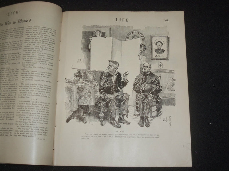 1913 AUGUST 21 LIFE MAGAZINE - THE HIGH COST OF LIVING- ICE CREAM CONES- ST 6491