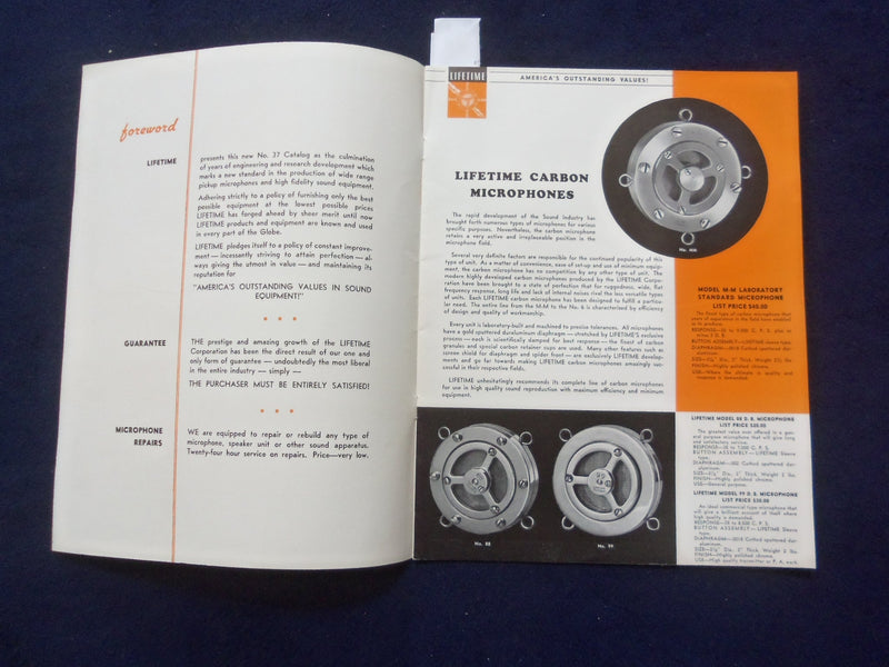 1930'S THE LIFETIME CORPORATION SOUND EQUIPMENT CATALOG - TOLEDO, OHIO - J 9389