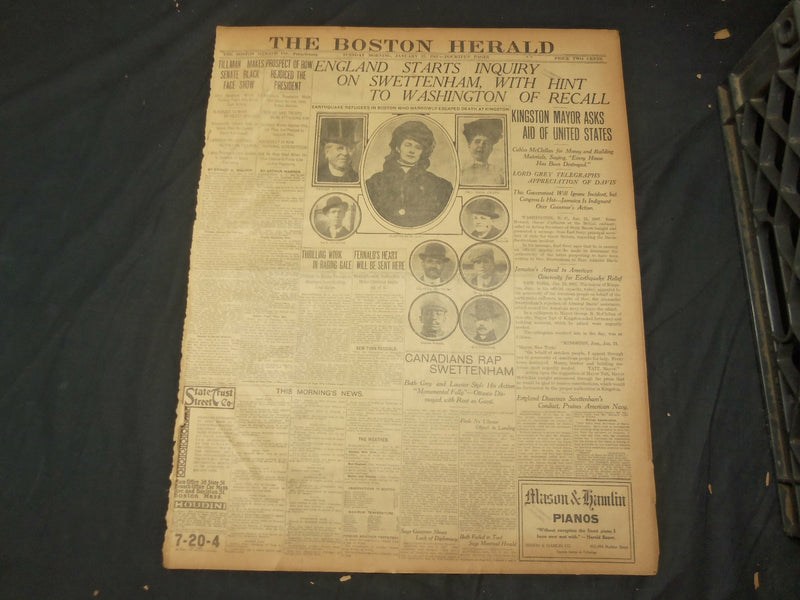 1907 JANUARY 22 THE BOSTON HERALD - ENGLAND STARTS INQUIRY ON SWETTENHAM - BH 19