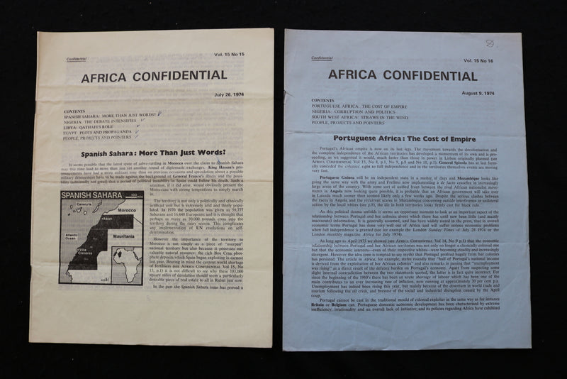 1974 AFRICA CONFIDENTIAL NEWSLETTER - LOT OF 20 - K 2410