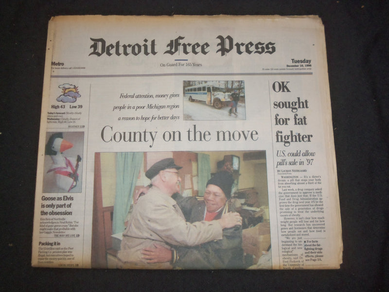 1996 DEC 10 DETROIT FREE PRESS NEWSPAPER-OK SOUGHT FOR FAT FIGHTER PILL- NP 7627