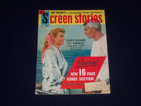 1958 SEP SCREEN STORIES MAGAZINE- ESTHER WILLIAMS & JEFF CHANDLER COVER- SP 5381