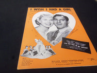 DANNY THOMAS I WISH I HAS A GIRL AUTOGRAPHED SHEET MUSIC - AM 8