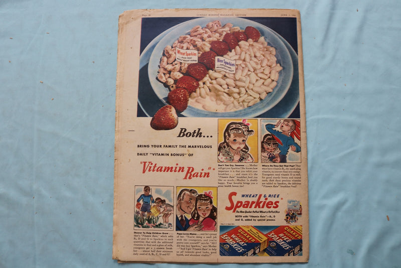 1941 JUNE 1 SUNDAY MIRROR NEWSPAPER MAGAZINE SECTION - ALICE FAYE - NP 9102