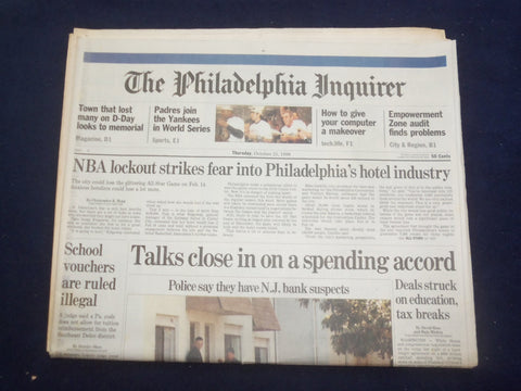 1998 OCT 15 PHILADELPHIA INQUIRER - NBA LOCKOUT STRIKES FEAR TO HOTELS - NP 7167