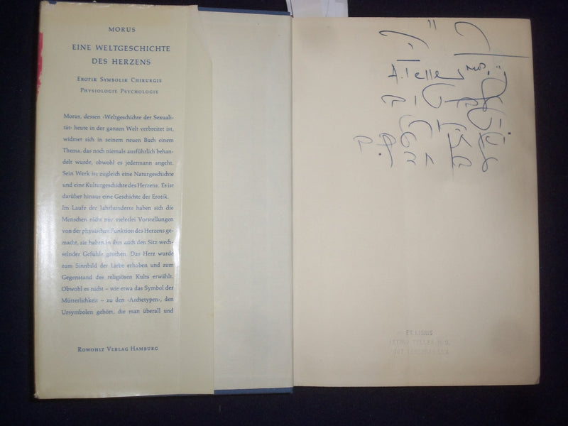 1959 EINE WELT - GESCHICHTE DES HERZENS HARDCOVER BOOK - MORUS- GERMAN - KD 9013