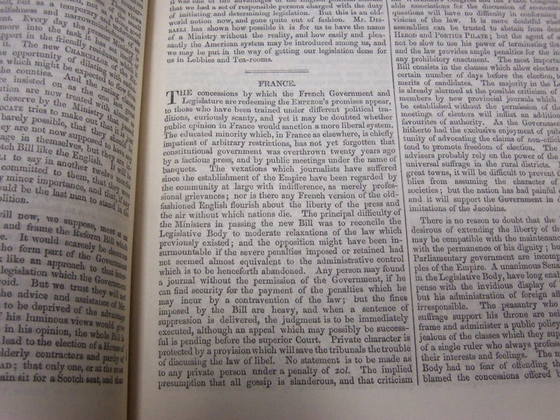1868 SATURDAY REVIEW 2 BOUND VOLUMES - COMPLETE YR- PUBLISHED IN LONDON - R 1079