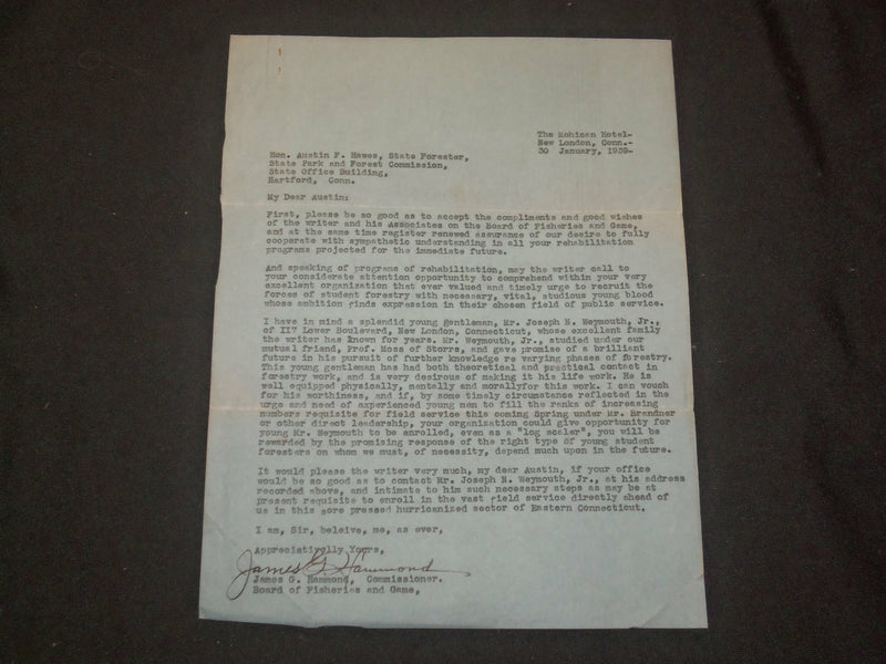 1939 CONNECTICUT BOARD OF FISHERIES & GAME LETTERS - LOT OF 2 - J 6351