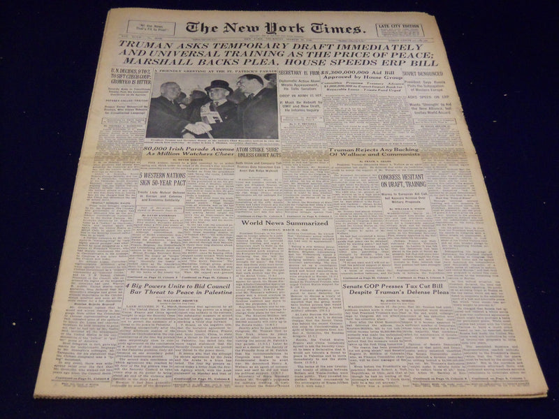 1948 MARCH 18 NEW YORK TIMES - TRUMAN ASKS TEMPORARY DRAFT - NT 3382