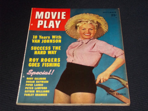 1952 SEPTEMBER MOVIE PLAY MAGAZINE - BETTY GRABLE FRONT COVER - E 14233