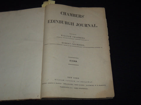 1839 JAN-DEC CHAMBERS' EDINBURGH JOURNAL MAGAZINE BOUND VOLUME - KD 5403G
