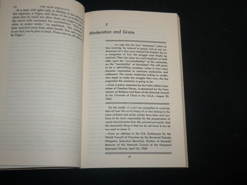 1965 THE NEW EQUALITY SOFTCOVER BOOK BY NAT HENTOFF - KD 6717