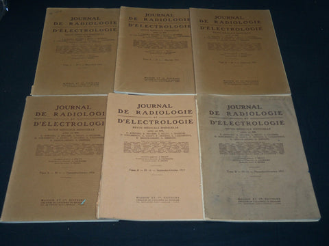 1916-1917 JOURNAL DE RADIOLOGIE ET ELECTROLOGIE MAGAZINE LOT OF 6 - O 1410T