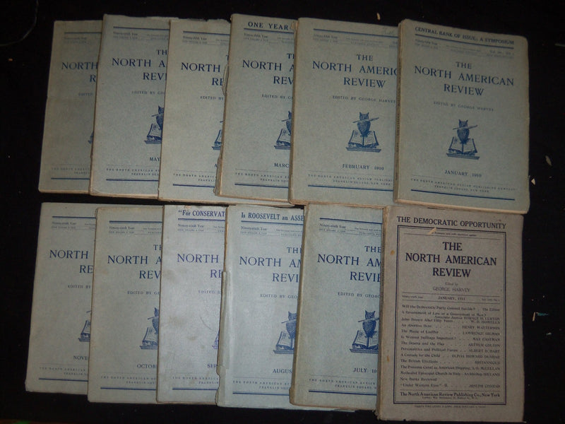 1910-1911 NORTH AMERICAN REVIEW LOT OF 12 ISSUES-GREAT STORIES/ARTICLES- WR 1025