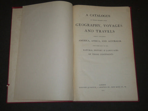 1915 A CATALOGUE OF GEOGRAPHY VOYAGES & TRAVELS QUARITCH BOUND - KD 2091