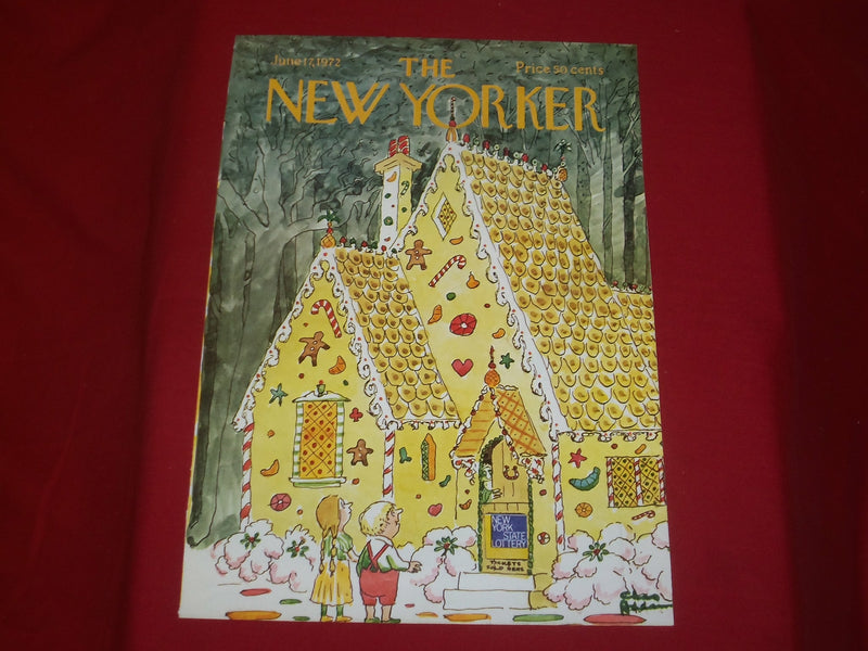 1972 JUNE 17 NEW YORKER MAGAZINE FRONT COVER ONLY - GREAT ART FOR FRAMING