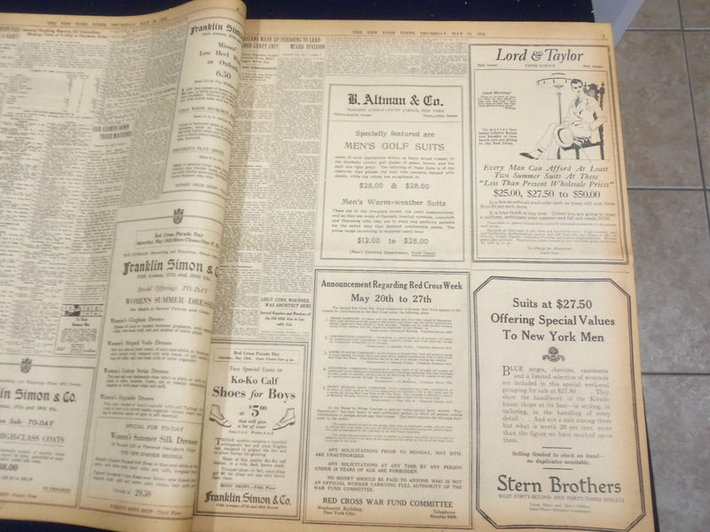 1918 MAY 16 NEW YORK TIMES - SENATE WAR INQUIRY MODIFIED BY WILSON - NT 8182
