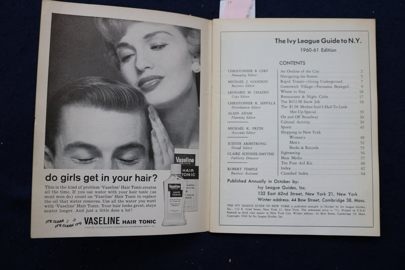 1960-1961 THE IVY LEAGUE GUIDE TO NEW YORK SOFTCOVER BOOK - K 971