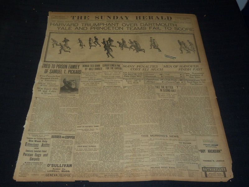 1906 NOVEMBER 18 THE BOSTON HERALD - HARVARD TRIUMPHANT OVER DARTMOUTH - BH 133